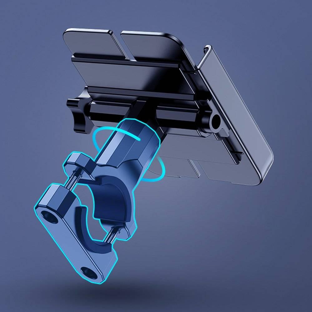 حامل هاتف جوي روم قابل للدوران 360 درجة للدراجة آمن وقابل للتعديل - أسود