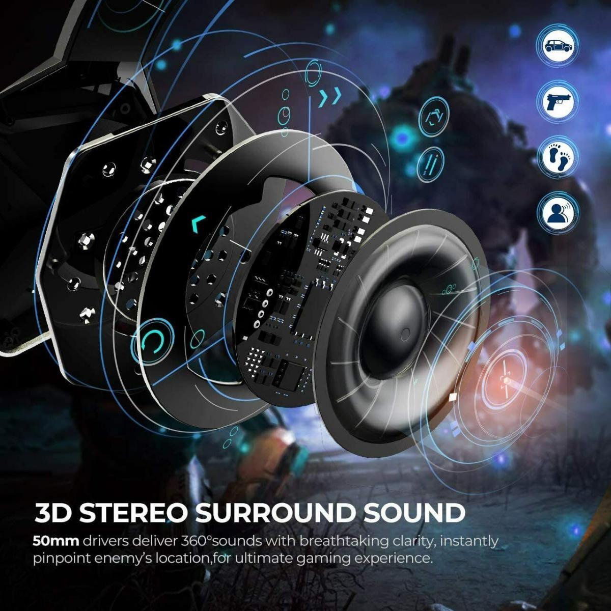 سماعة رأس سلكية للألعاب MPOW EG10 باللونين الأسود والأحمر