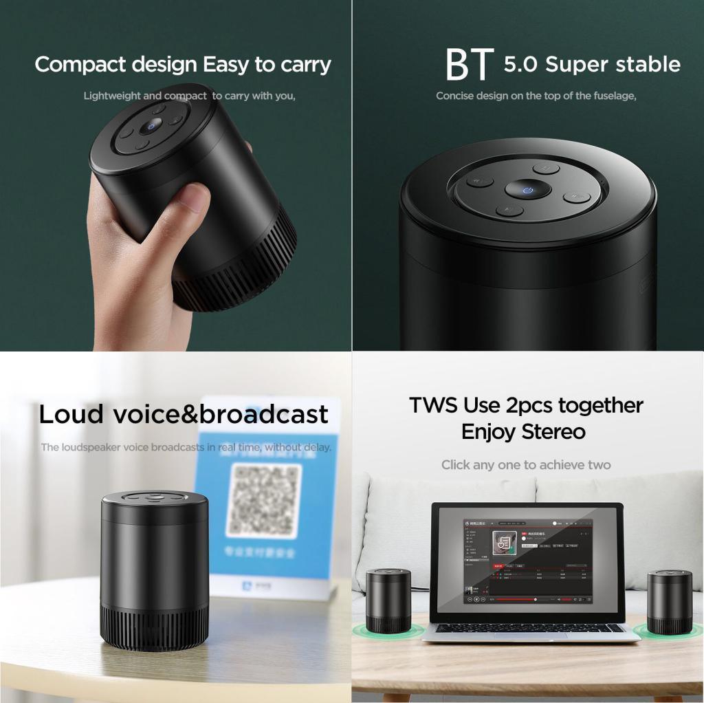 مكبر صوت بلوتوث جوي روم محمول وذو صوت قوي - أسود & أخضر