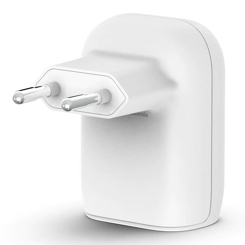 Belkin 37W Dual USB PD Wall Charger  Fast & Safe Charging - White