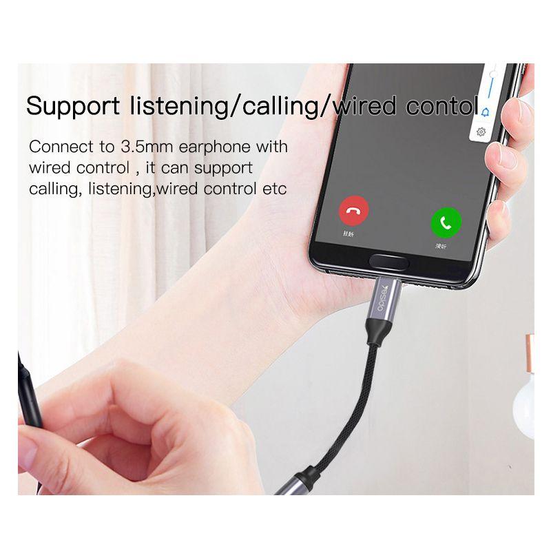 YESIDO YAU19 HiFi Audio Adapter with Type C & 3.5mm Jack - Gray