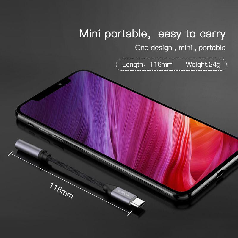 YESIDO YAU19 HiFi Audio Adapter with Type C & 3.5mm Jack - Gray