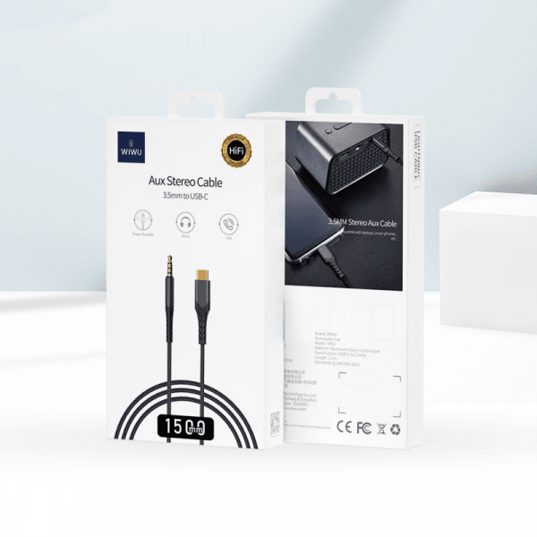 كابل صوت ستيريو Wiwu مقاس 3.5 مم إلى Type-C - أسود