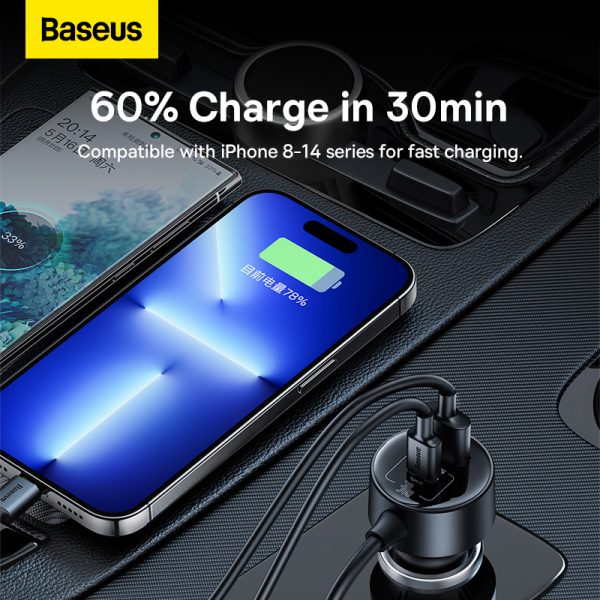 Baseus High Efficiency Pro 1 for 2 Car Lighter 30W - Black Baseus High Efficiency Pro 1 for 2 Car Lighter 30W - Black