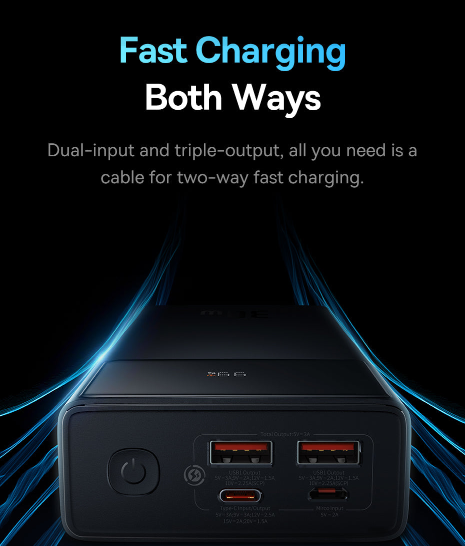 باور بانك ستار لورد بشاشة رقمية وشحن سريع من باسيوس بسعة 20000 مللي أمبير في الساعة وقوة 30 وات 