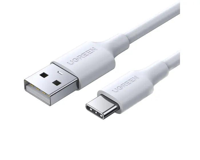 كابل يوجرين USB-A إلى USB-C 1م - طلاء نيكل متين، أبيض