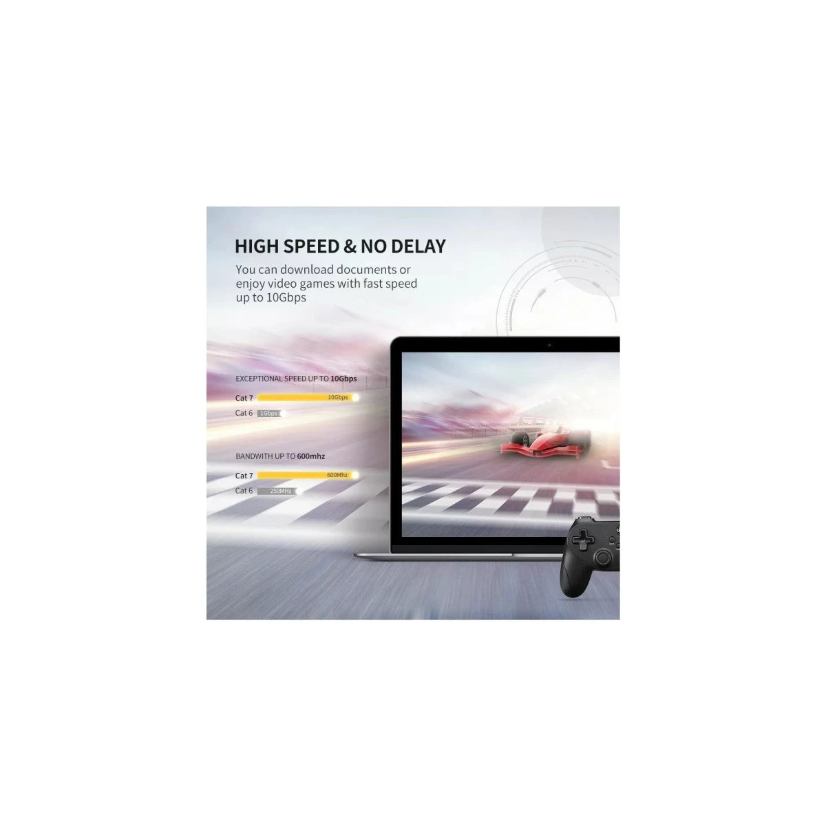 UGREEN CAT7 F/FTP Pure Copper Cable 5M (Black) – 10Gbps Speed