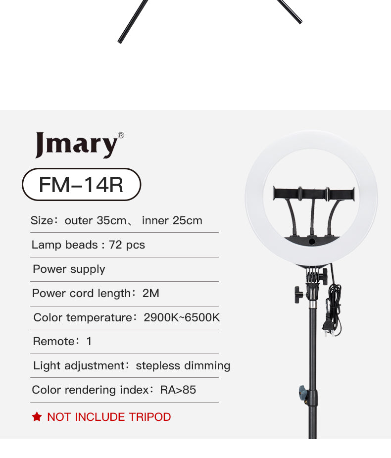 Jmary 14 Inch Selfie Ring Light - Black Jmary 14 Inch Selfie Ring Light - Black