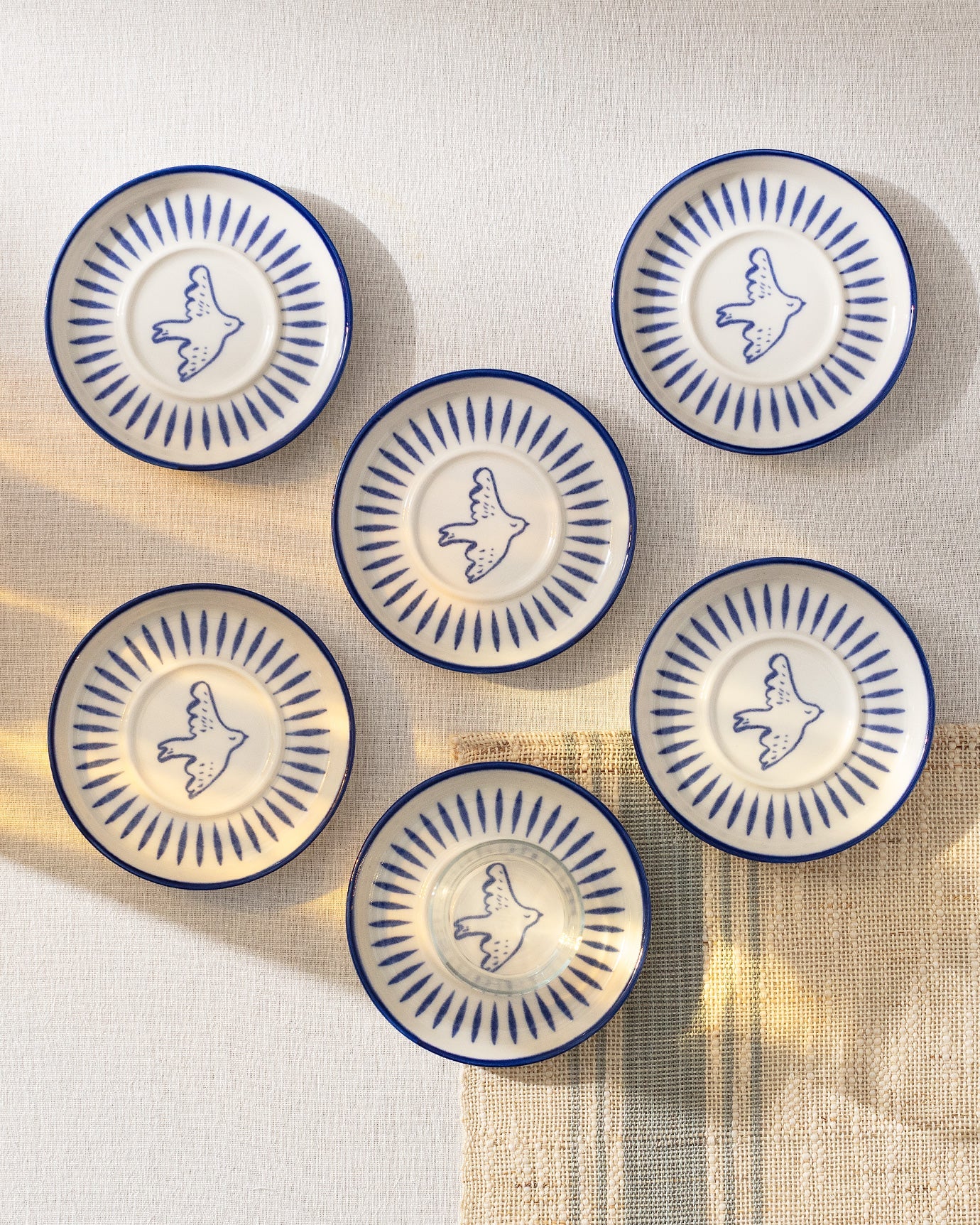 Grande Oiseau 6-piece Tea Glass Saucer Set - Madame Coco JO