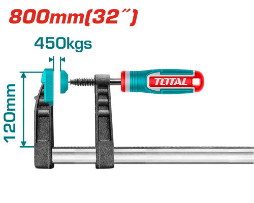 TOTAL F Clamp 120×800mm with Plastic Handle – Heavy Duty TOTAL F Clamp 120×800mm with Plastic Handle – Heavy Duty