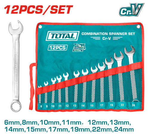 Total 6-24mm Combination Spanner Set (THT1022121) 12-Pieces Total 6-24mm Combination Spanner Set (THT1022121) 12-Pieces