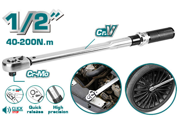 ساعة شد بوكس 1/2" 40-200 نيوتن متر من توتال (THPTW200N2)