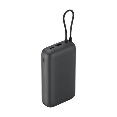 باور بانك Xiaomi 20000mAh – كابل USB-C مدمج، رمادي داكن