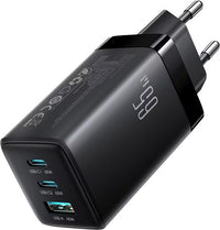 Joyroom JR-TG10 65W GaN Charger - Black (EU) + A14 C to C 100W 1.2m Cable - Black