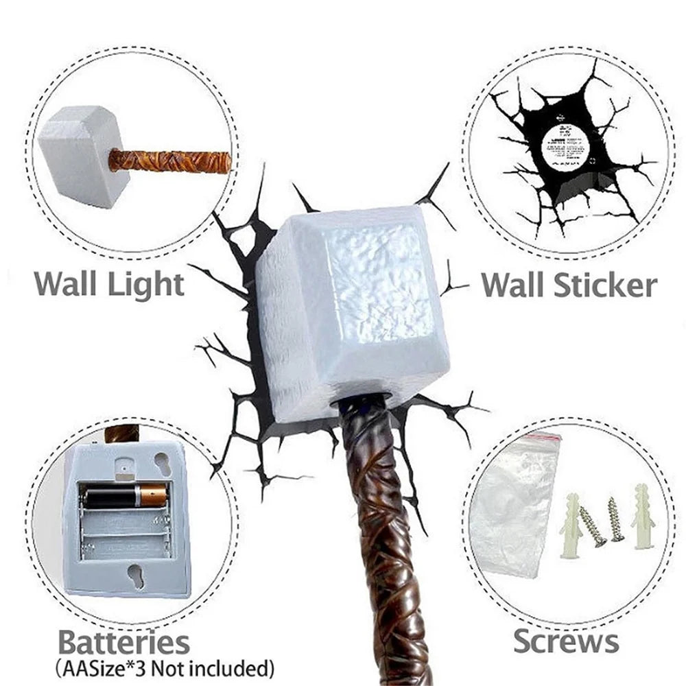 The Source Thor Hammer 3D Light Safe & Stylish Marvel Decor The Source Thor Hammer 3D Light Safe & Stylish Marvel Decor