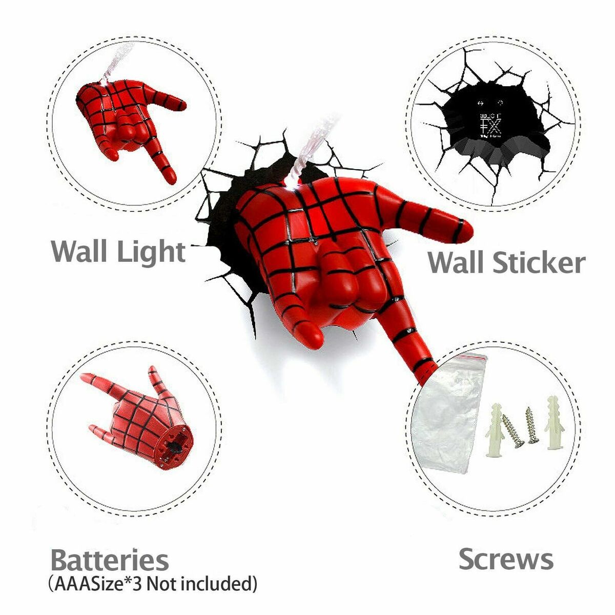 The Source Spider Man 3D Wall Light Unique Nightlight for Kids