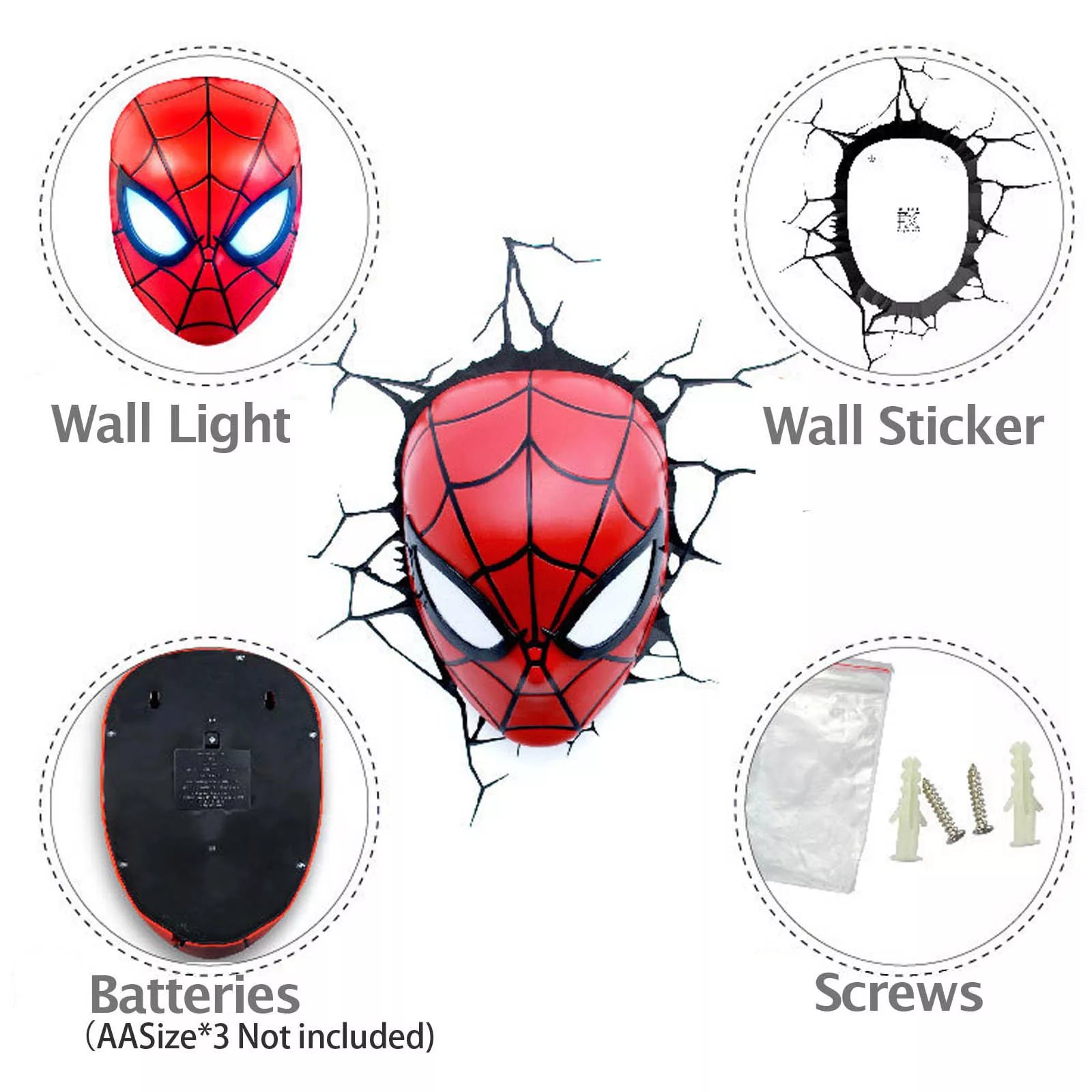 The Source 3D Marvel Spider Man Head Light Cool & Safe Design