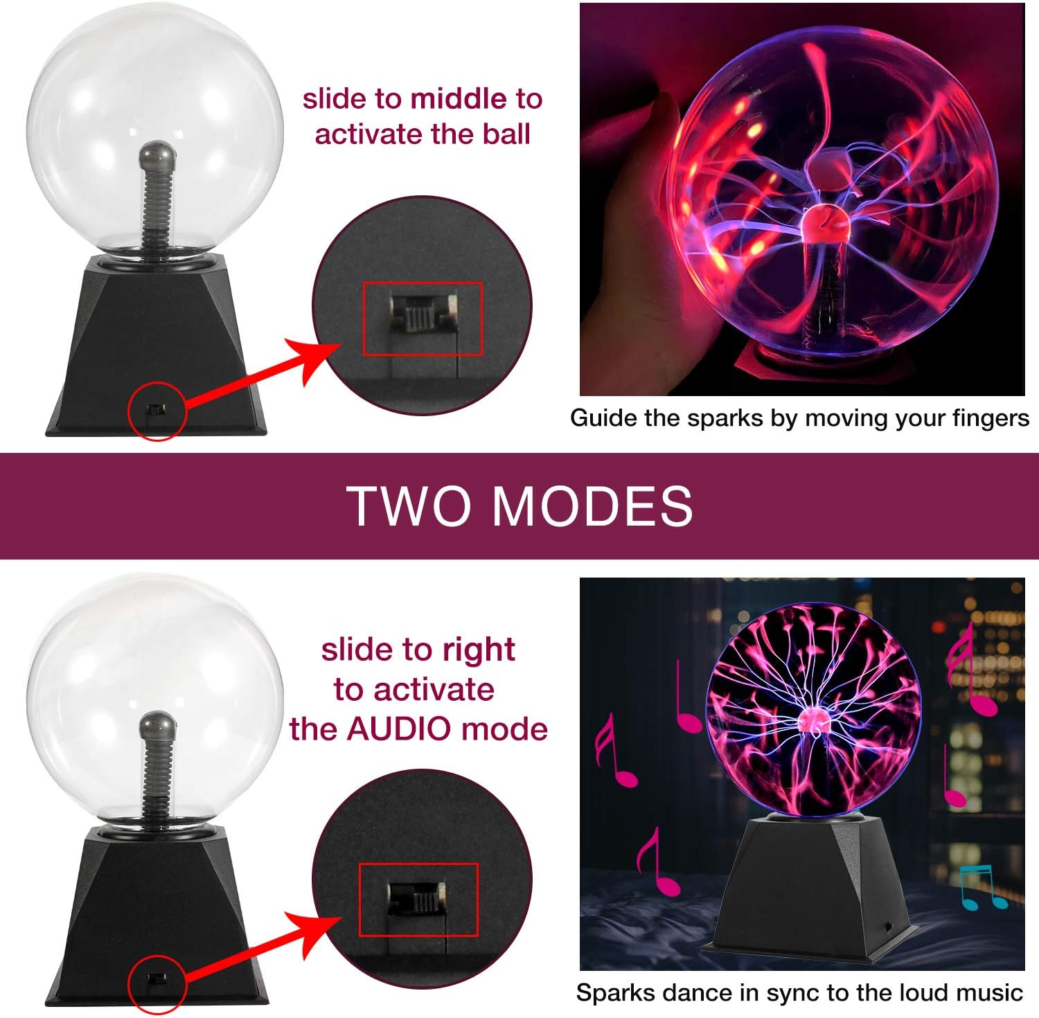 The Source Plasma Ball 6” with UK Mains Plug Retro & Interactive Lighting