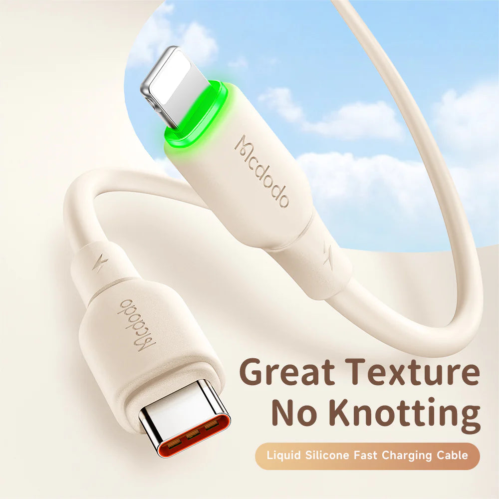 Mcdodo 36W USB C to Lightning Data Cable with LED 1.2m - Black & Beige Mcdodo 36W USB C to Lightning Data Cable with LED 1.2m - Black & Beige
