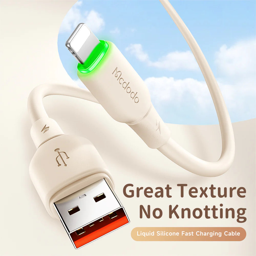 Mcdodo USB to Lightning Cable with LED Light 1.2m Fast Charging - Black & Beige Mcdodo USB to Lightning Cable with LED Light 1.2m Fast Charging - Black & Beige