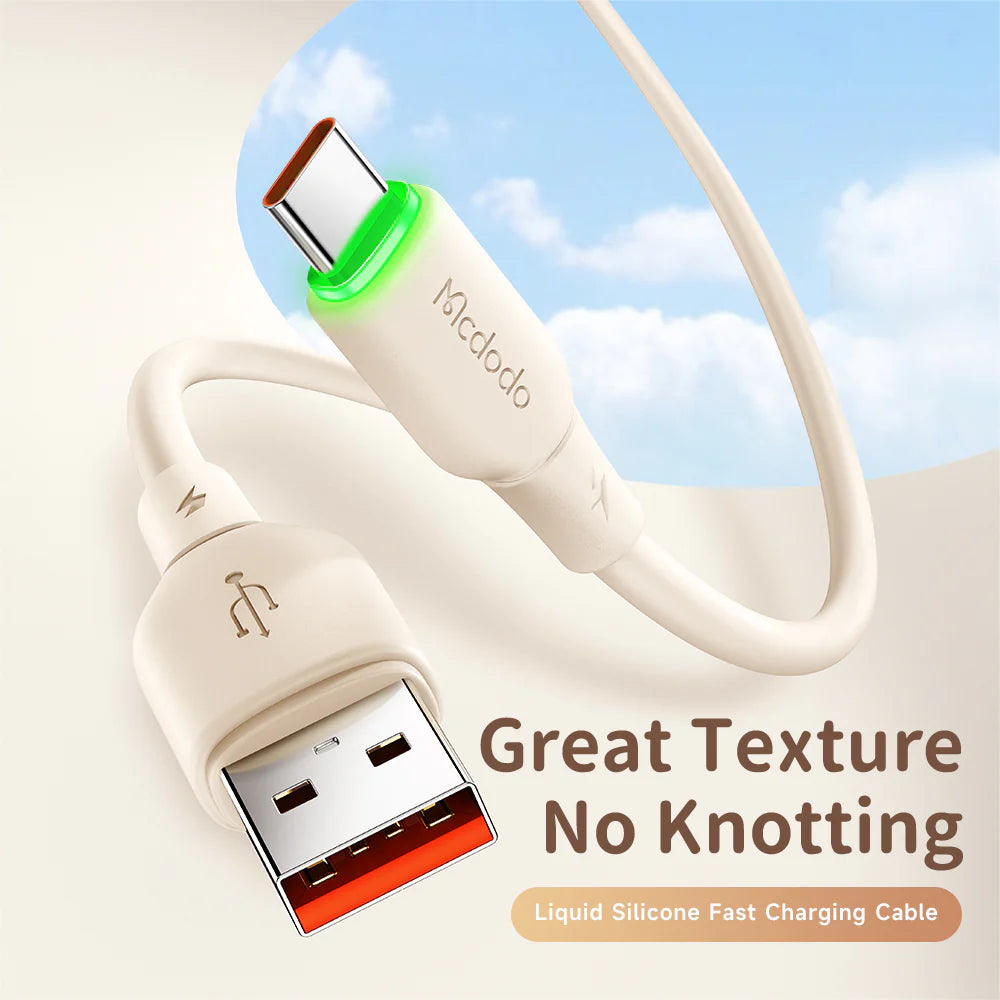 Mcdodo Silicone 6A USB C Data Cable with LED 1.2m Fast Charging Mcdodo Silicone 6A USB C Data Cable with LED 1.2m Fast Charging