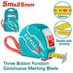 Total Steel Rubber Measuring Tape 5m × 25mm (TMT126052M)
