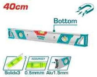 TOTAL 40cm Heavy-Duty Magnetic Spirit Level (TMT24086M) – Precision & Strength TOTAL 40cm Heavy-Duty Magnetic Spirit Level (TMT24086M) – Precision & Strength