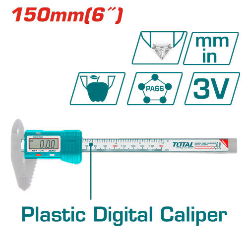 TOTAL 6-Inch Digital Plastic Caliper (TMT331501) – Accurate Measurements TOTAL 6-Inch Digital Plastic Caliper (TMT331501) – Accurate Measurements