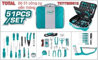 طقم أدوات صيانة كمبيوتر واتصالات 51 قطعة من توتال (TKTTSK0512)
