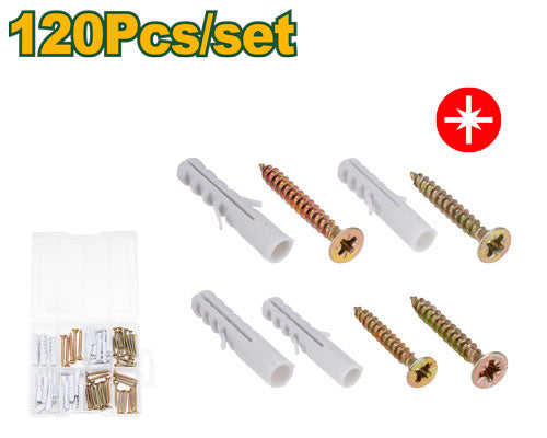 Jadever JDXT3B01 Screw & Wall Plug Kit – 120pcs | Home Fixing Set