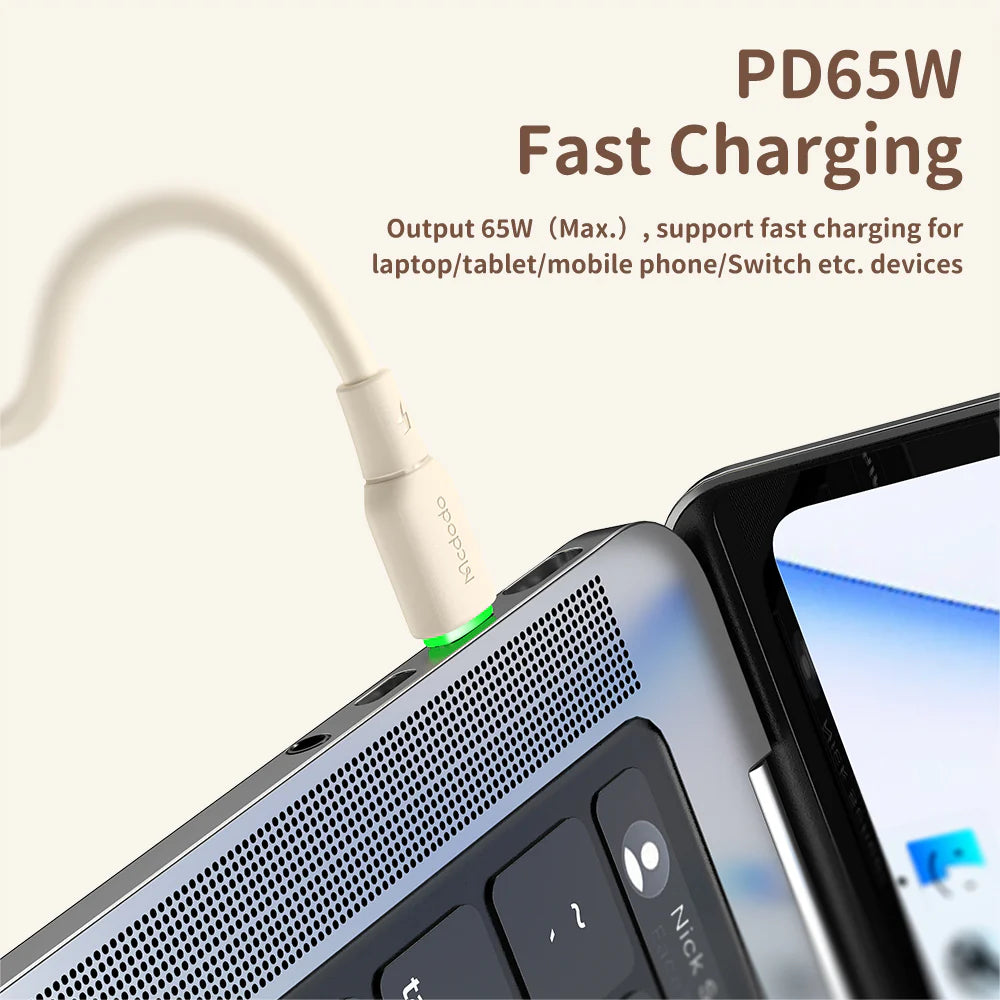 Mcdodo Silicone USB C to USB C 65W Data Cable with LED 1.2m Mcdodo Silicone USB C to USB C 65W Data Cable with LED 1.2m