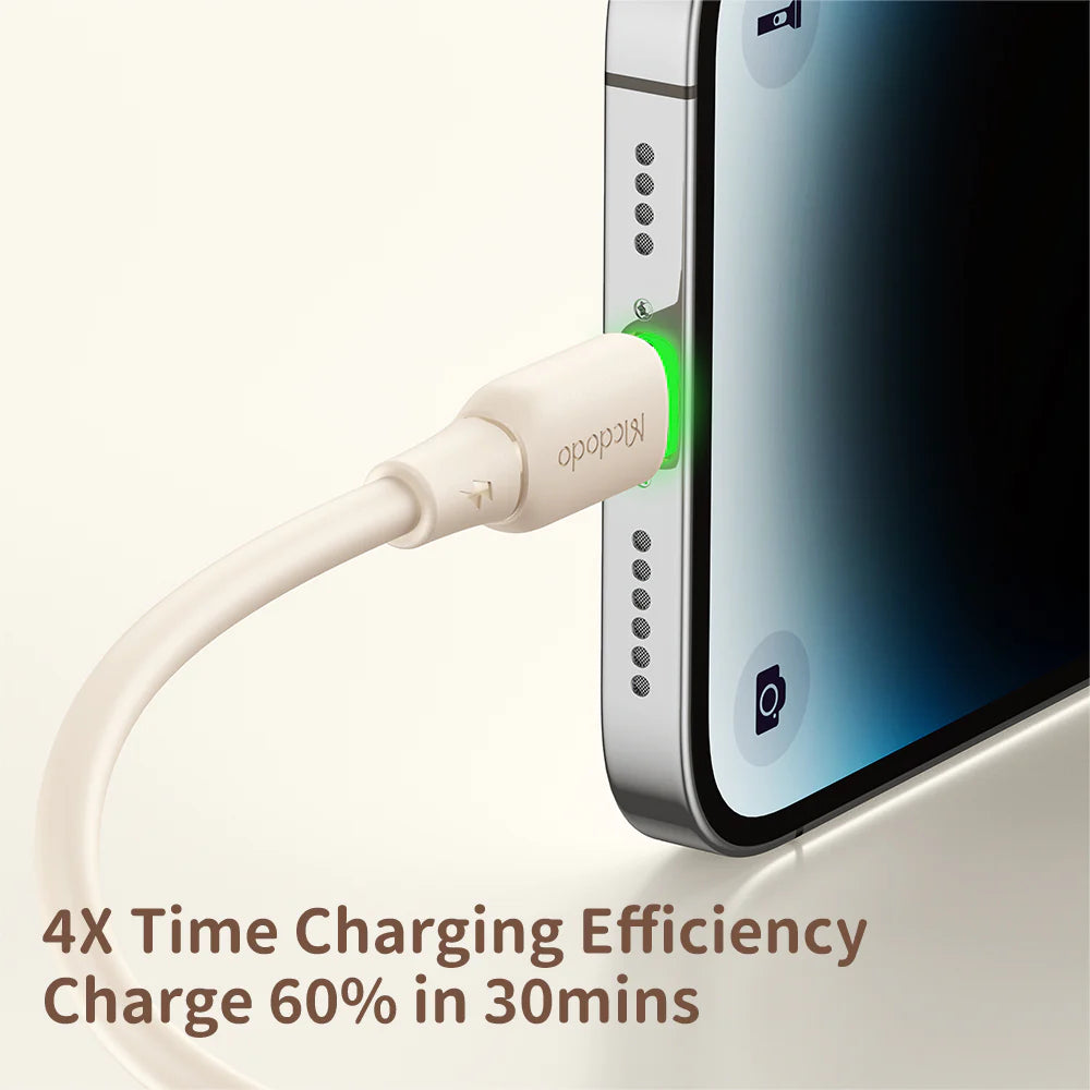 Mcdodo 36W USB C to Lightning Data Cable with LED 1.2m - Black & Beige Mcdodo 36W USB C to Lightning Data Cable with LED 1.2m - Black & Beige