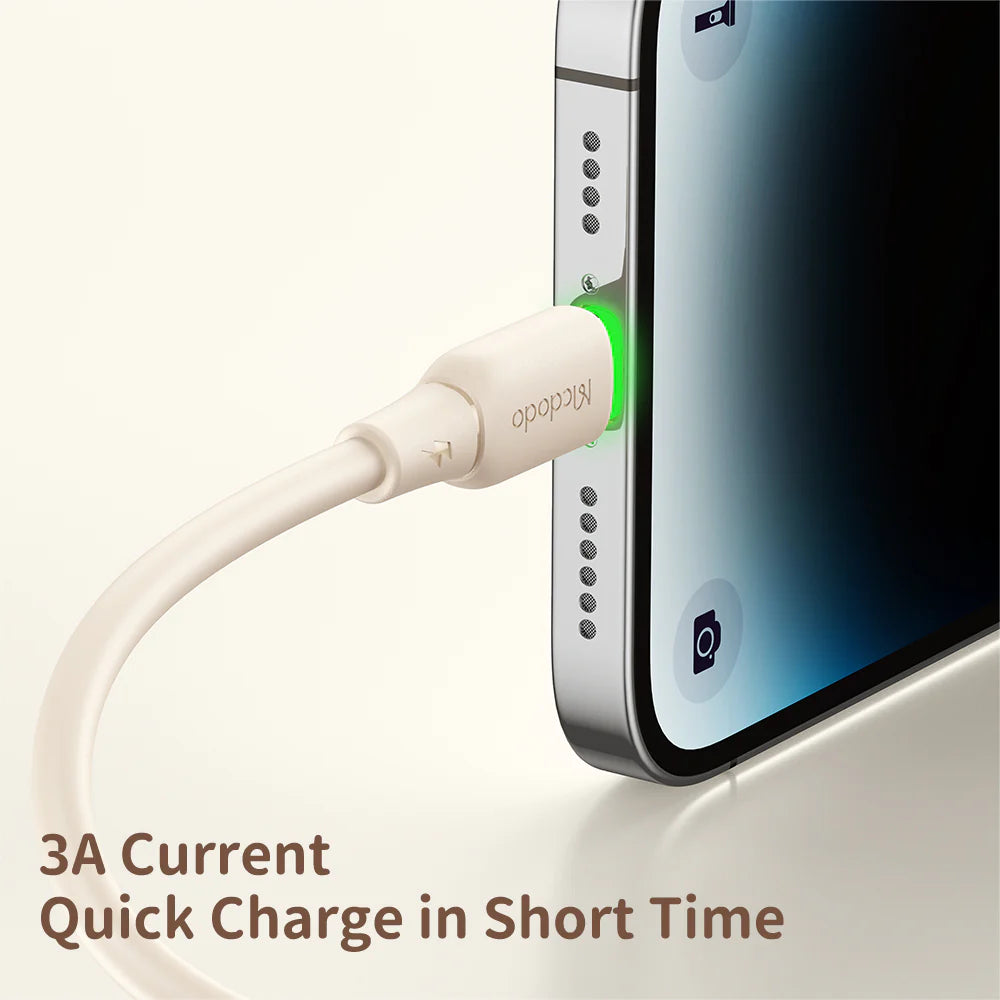 Mcdodo USB to Lightning Cable with LED Light 1.2m Fast Charging - Black & Beige Mcdodo USB to Lightning Cable with LED Light 1.2m Fast Charging - Black & Beige