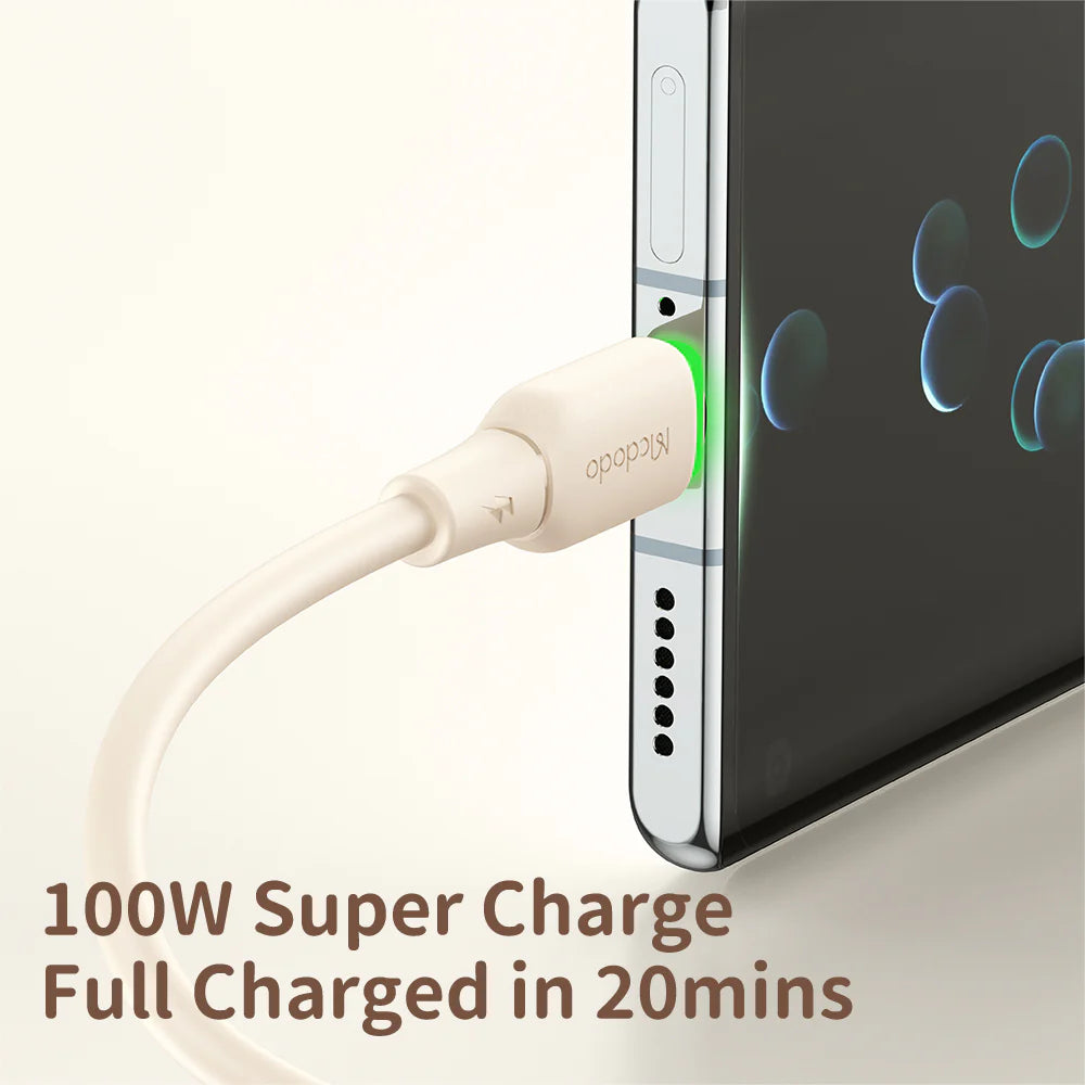 Mcdodo Silicone 6A USB C Data Cable with LED 1.2m Fast Charging Mcdodo Silicone 6A USB C Data Cable with LED 1.2m Fast Charging