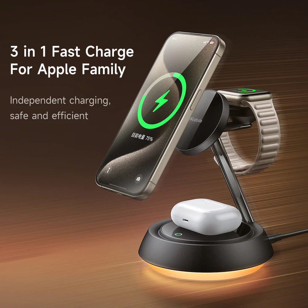 Mcdodo 3 in 1 15W Night Light Magnetic Wireless Charging Station