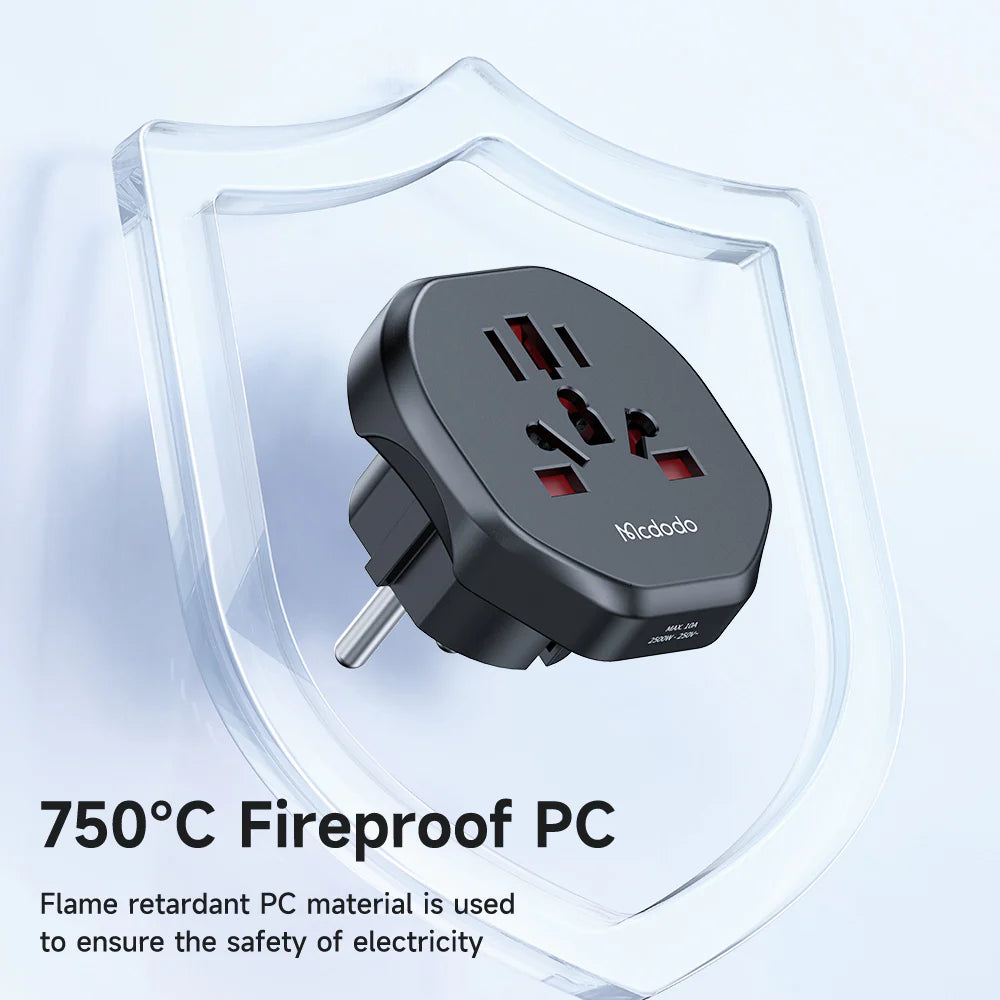 Mcdodo Universal Travel Adapter EU Plug Power in 150 & Countries - Black Mcdodo Universal Travel Adapter EU Plug Power in 150 & Countries - Black