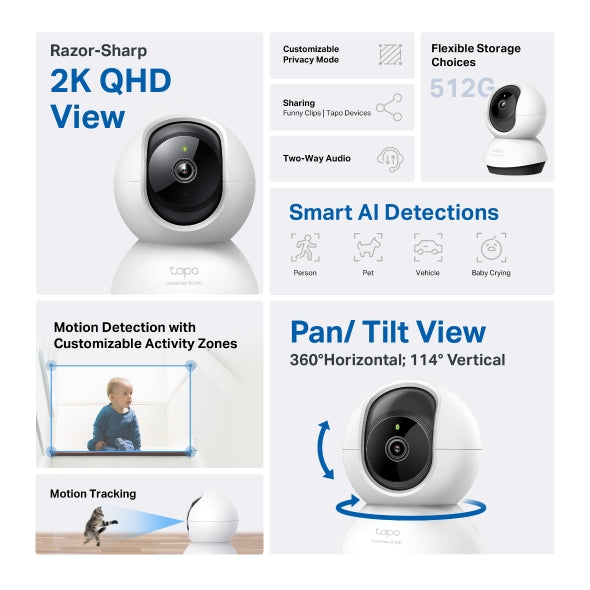 TP-Link Tabo Pan/Tilt AI Home Security Wi-Fi Camera