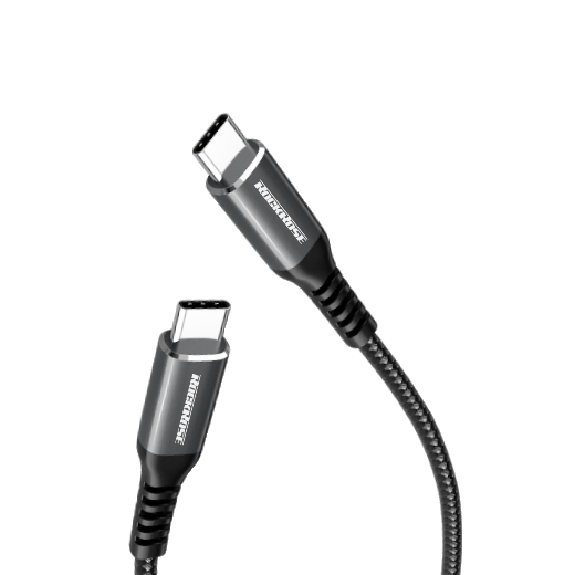Rockrose 3A 60W Max 1M Type-C To Type-C Cable - Black + Midnight Blue