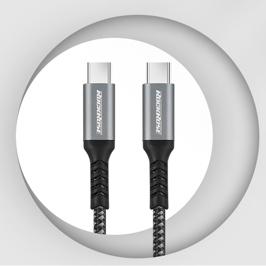 RockRose 3A 60W Max 2M Type-C To Type-C Cable - Black + Midnight Blue