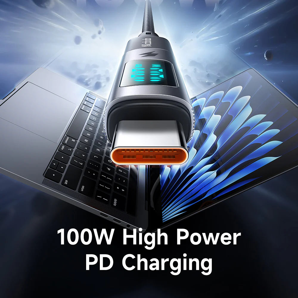Mcdodo USB C Cable with Power Display & 100W Fast Charging - Black Mcdodo USB C Cable with Power Display & 100W Fast Charging - Black