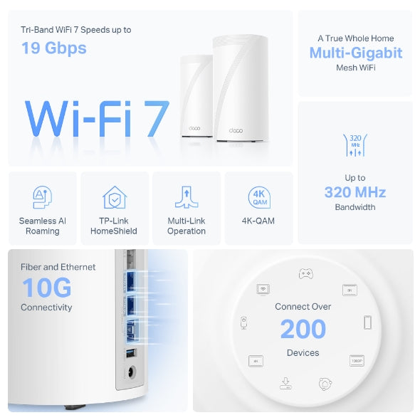 TP-Link Deco BE85 BE19000 Tri-Band Whole Home Mesh Wi-Fi 7 (1 pack) TP-Link Deco BE85 BE19000 Tri-Band Whole Home Mesh Wi-Fi 7 (1 pack)