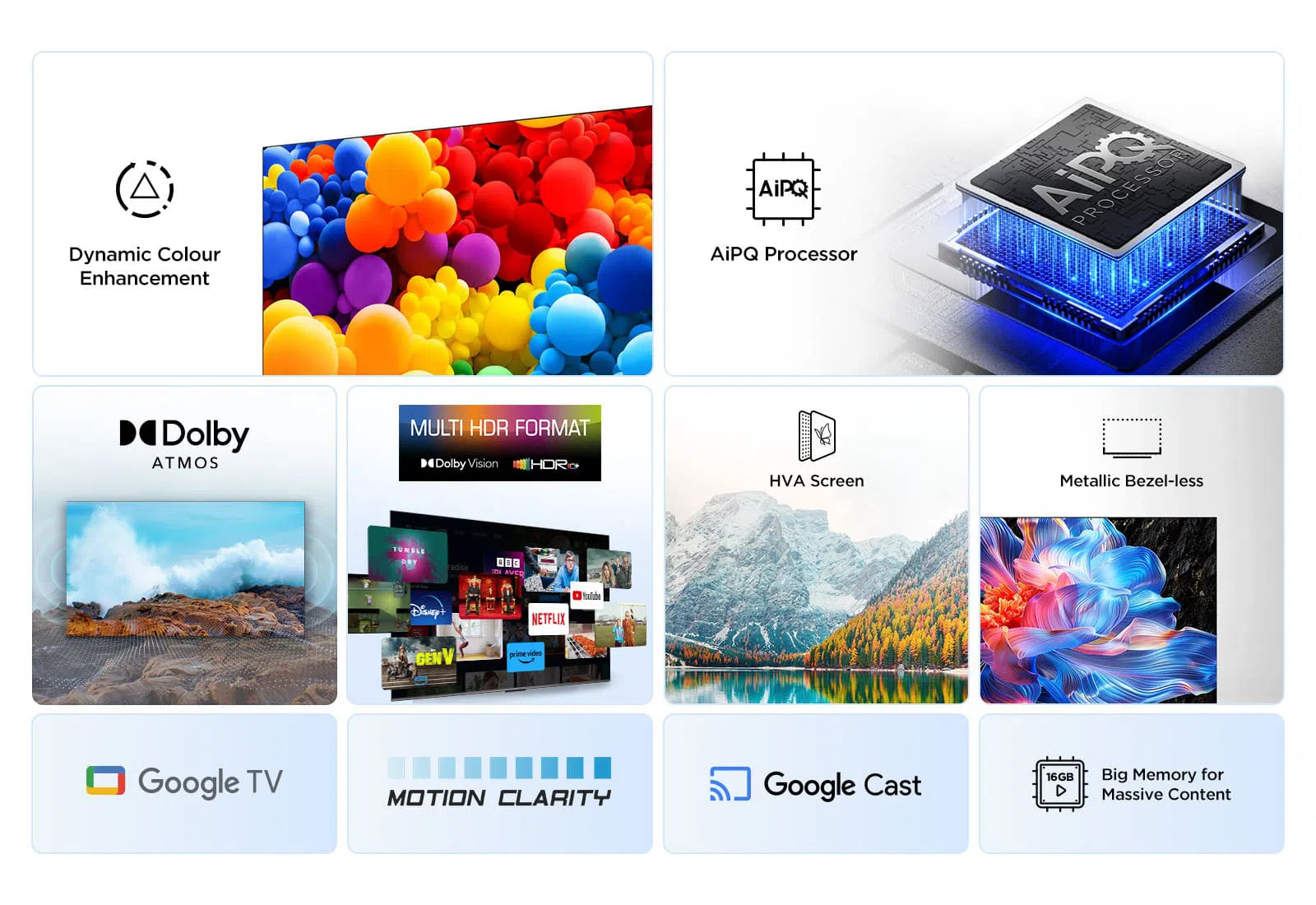 TCL 43V6C 43" 4K HDR Smart Google TV | Dolby Vision | Dolby Atmos | MEMC | AiPQ Processor