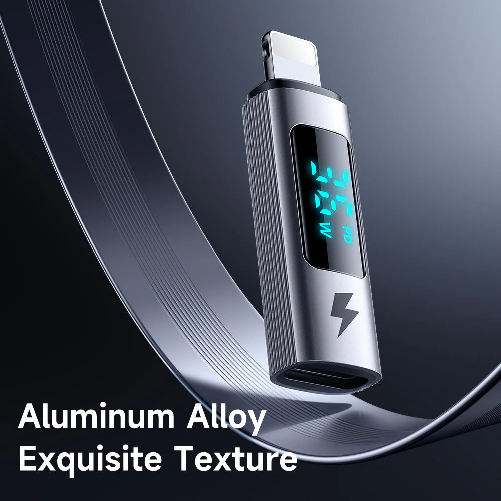 كابل مكدودو يو إس بي سي إلى لايتينج بي دي 36 وات مع شاشة عرض الطاقة - أسود