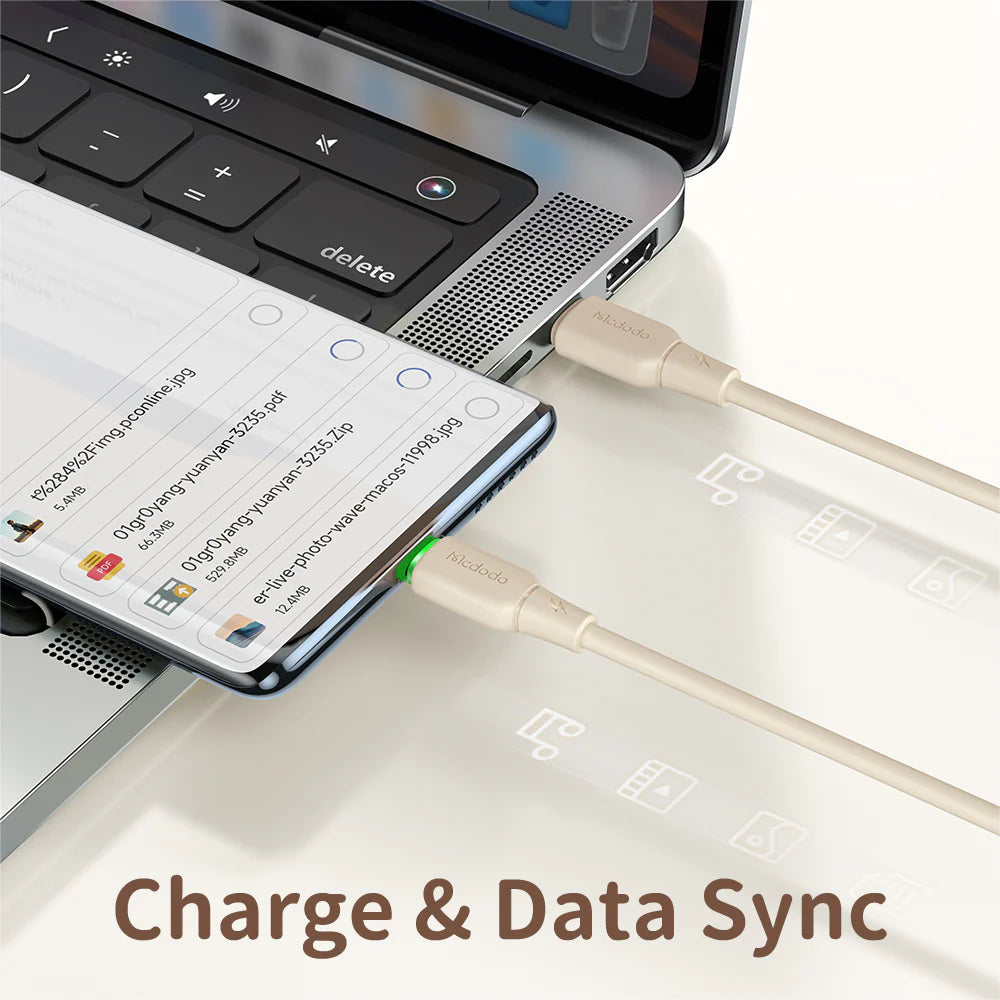 Mcdodo Silicone USB C to USB C 65W Data Cable with LED 1.2m Mcdodo Silicone USB C to USB C 65W Data Cable with LED 1.2m