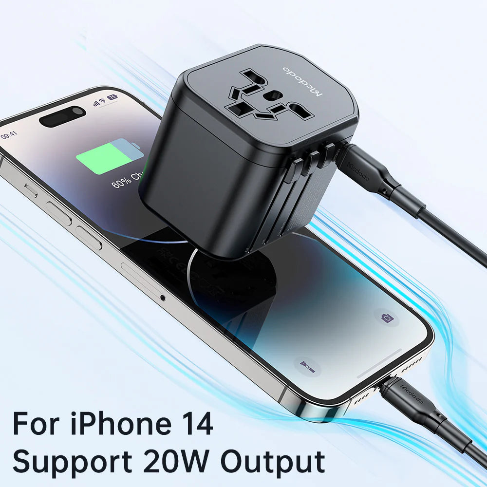 Mcdodo 20W PD Fast Charging Universal Travel Adapter - Black Mcdodo 20W PD Fast Charging Universal Travel Adapter - Black