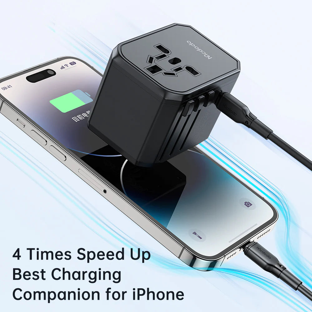 Mcdodo 33W PD Fast Charging Universal Travel Adapter for Devices - Black Mcdodo 33W PD Fast Charging Universal Travel Adapter for Devices - Black
