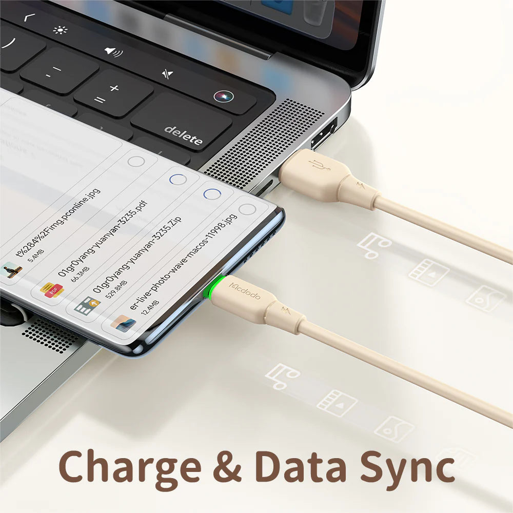 Mcdodo Silicone 6A USB C Data Cable with LED 1.2m Fast Charging Mcdodo Silicone 6A USB C Data Cable with LED 1.2m Fast Charging