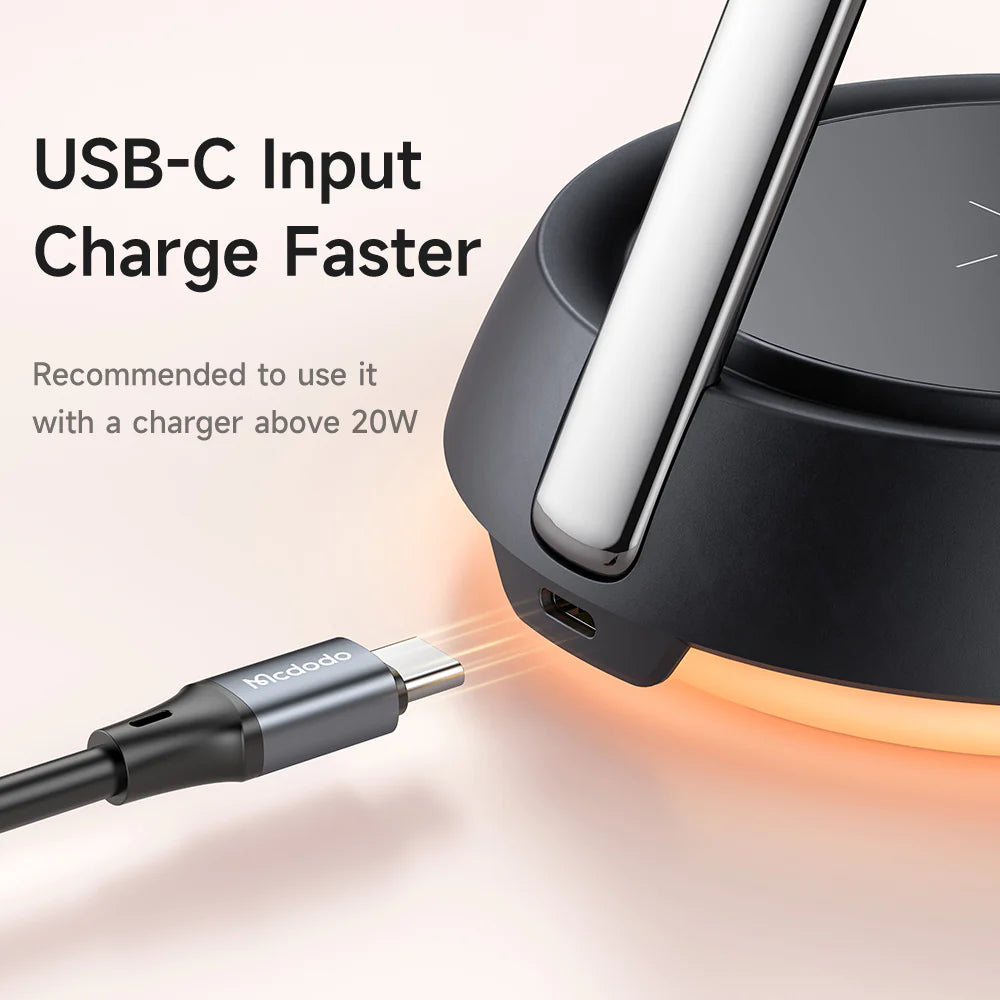 McDodo 3 in 1 15W Magnetic Wireless Charging Station with Night Light - Black McDodo 3 in 1 15W Magnetic Wireless Charging Station with Night Light - Black