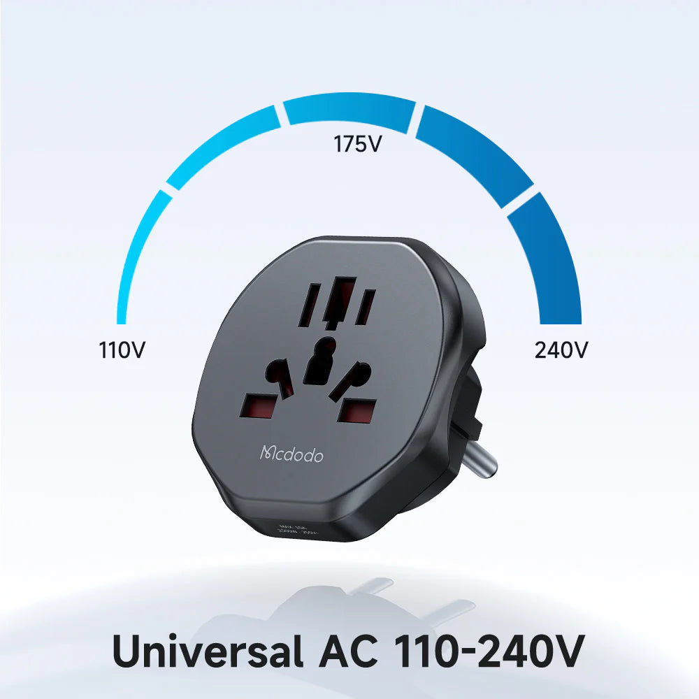 Mcdodo Universal Travel Adapter EU Plug Power in 150 & Countries - Black Mcdodo Universal Travel Adapter EU Plug Power in 150 & Countries - Black
