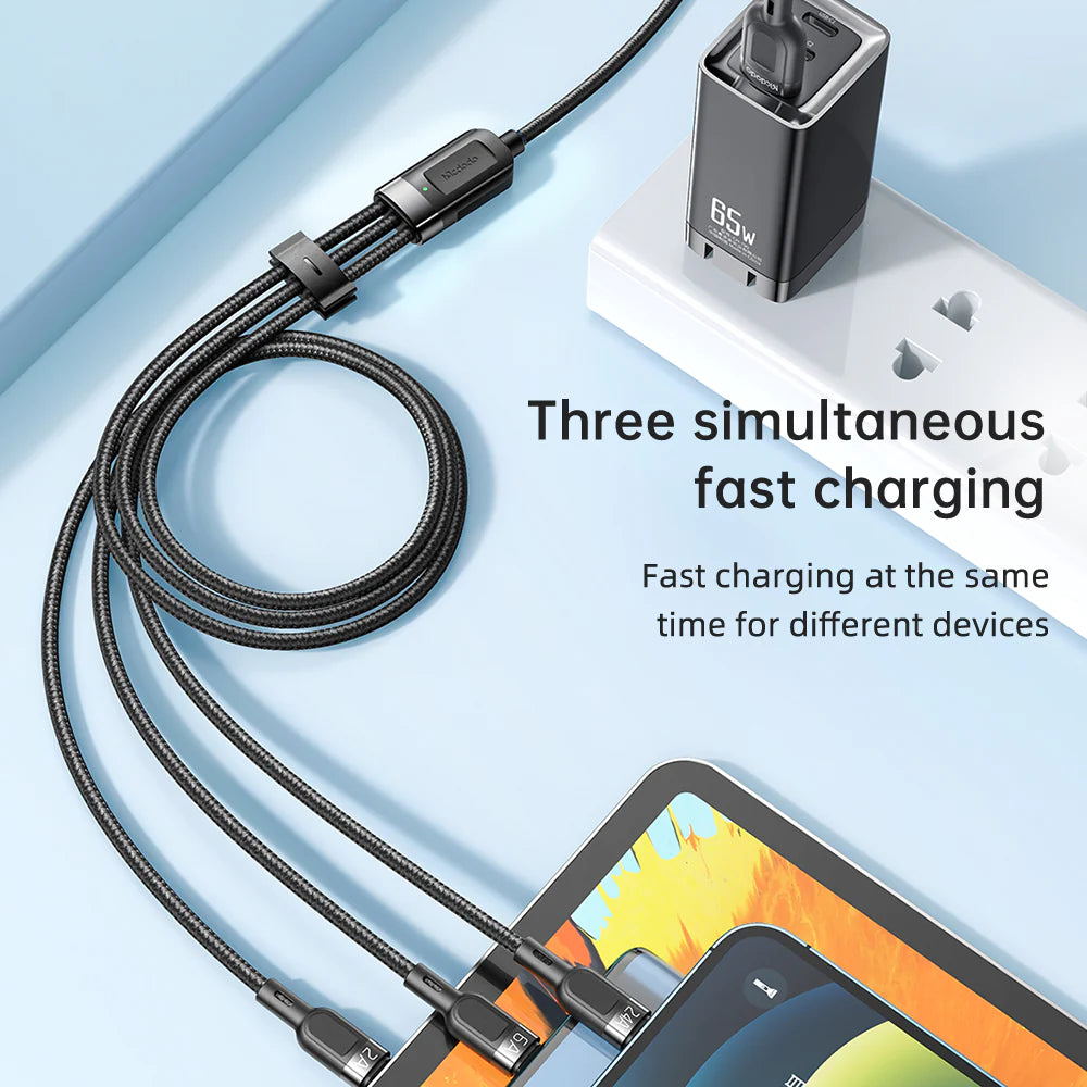 Mcdodo 3 in 1 Super Fast Charging Cable 1.2m - Black Mcdodo 3 in 1 Super Fast Charging Cable 1.2m - Black